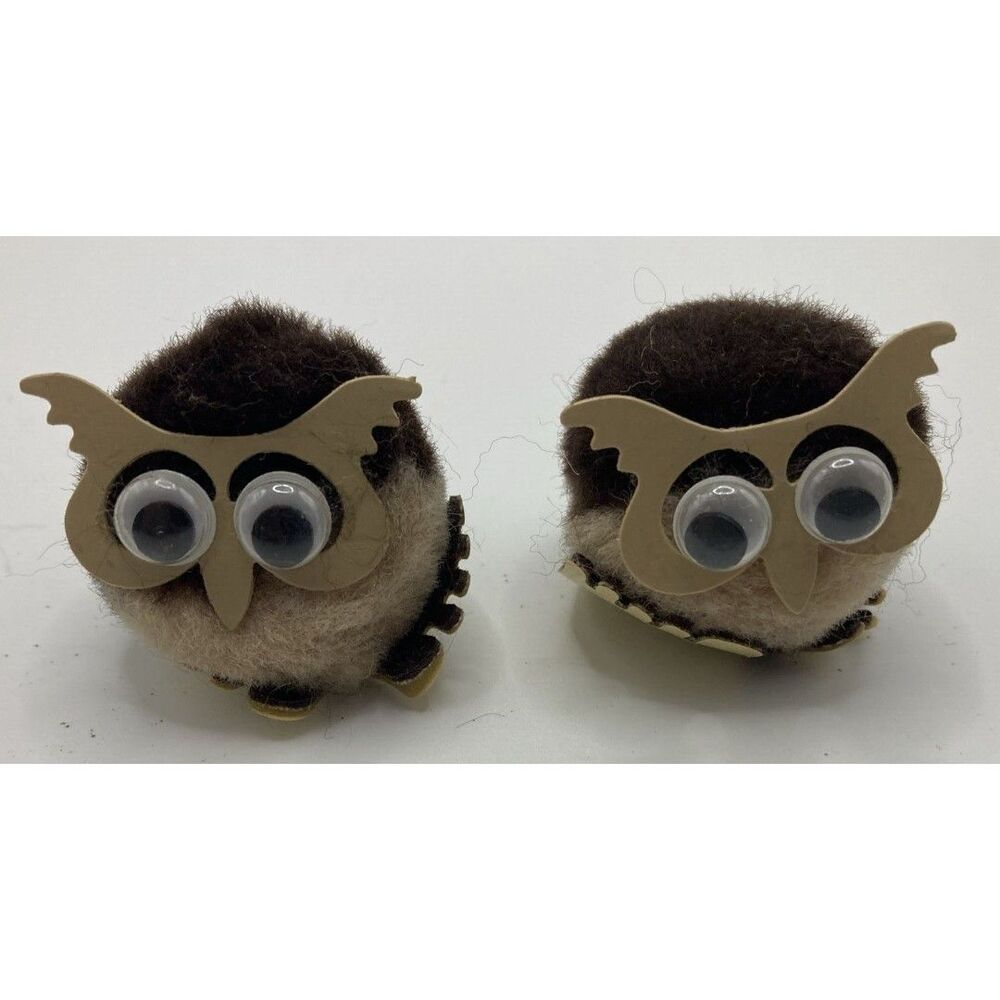 OWL Wuppet Weepul Googly Eye Fuzzy Pom Pom Vintage 1970s Sticky Feet New Unused